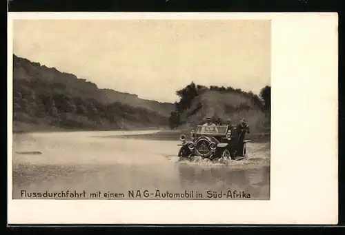 AK Flussdurchfahrt mit einem NAG-Automobil in Süd-Afrika