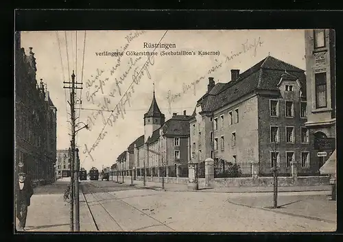 AK Rüstringen, Gökerstrasse mit Seebataillon`s Kaserne