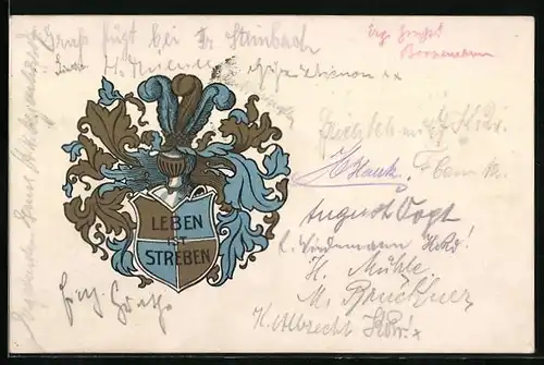 Künstler-AK Chemnitz, Verein für Kunst- und Wissenschaft an der Reformschule Chemnitz, Ritterhelm mit Wappen, Absolvia