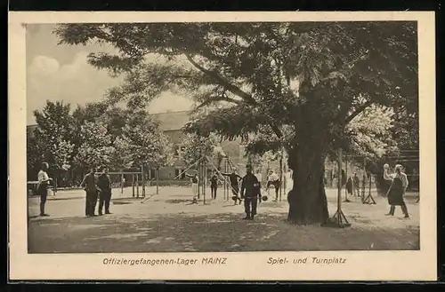 AK Mainz, Offiziergefangenen-Lager, Spiel- und Turnplatz