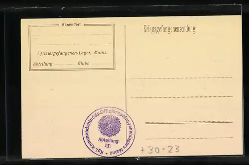 AK Mainz, Offiziersgefangenenlager, Kantine