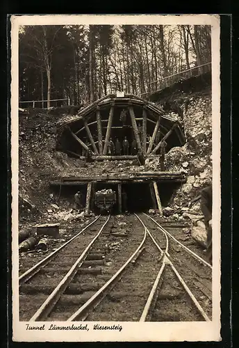 AK Wiesensteig, Tunnel Lämmerbuckel mit Arbeitern