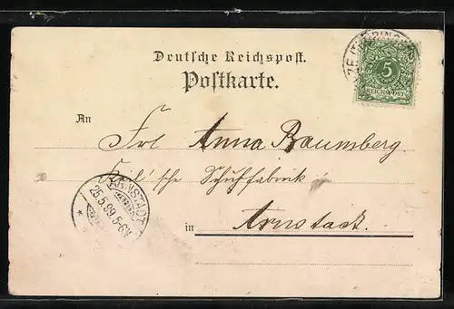 Lithographie Masserberg, Teilansicht mit Aussichtsturm, Kirche, Wasserfall