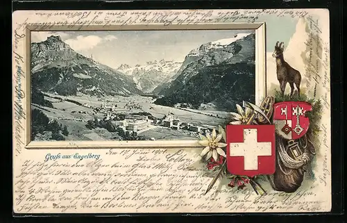 AK Engelberg, Totalansicht, Gams, Wappen