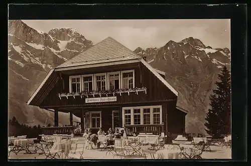 AK Engelberg, Gasthaus Gerschnialp mit Hutstock und Widderfeld