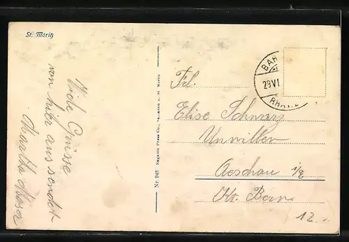 AK St. Moritz, Panoramablick zum Ort