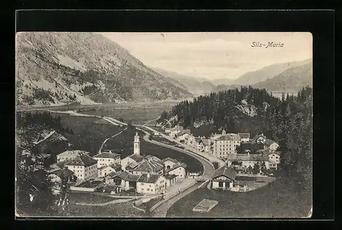 AK Sils-Maria, Totale vom Berg aus gesehen