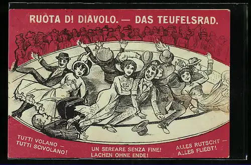 AK Das Teufelsrad, Ruota di Diavolo, Alles rutscht, alles fliegt, Besucher auf dem Volksfest