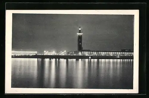 AK Köln, Turnfest 1928, Panorama des Festgeländes bei Nacht