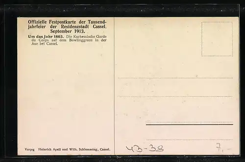 Künstler-AK Kassel, Tausendjahrfeier, Kurhessische Garde um 1863