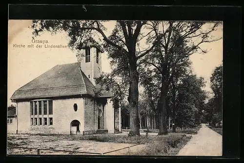 AK Graupa, Kirche mit Lindenallee