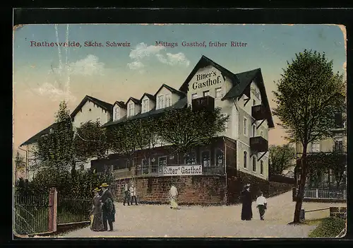 AK Rathewalde / Sächs. Schweiz, Mittag's Gasthof, früher Ritter