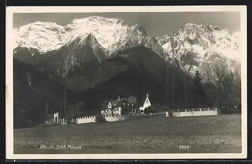 AK Absam, Blick zum Schloss Melans