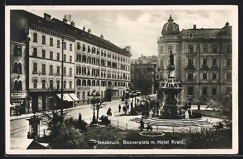 AK Innsbruck, Boznerplatz mit Hotel Kreid