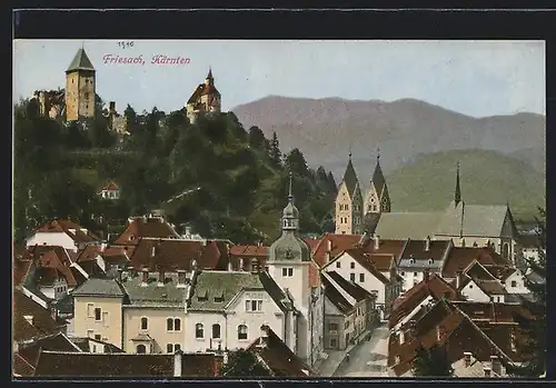 AK Friesach / Kärnten, Teilansicht mit Schloss