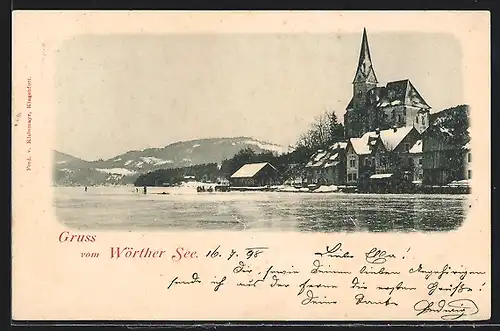 AK Maria-Wörth, Ortsansicht mit Wörther See
