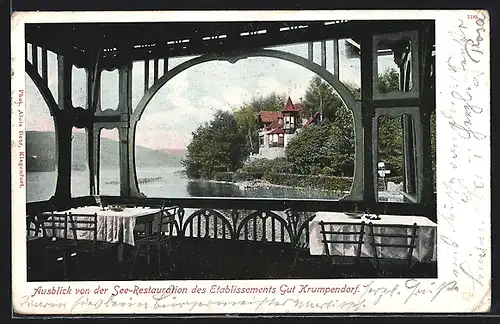 AK Krumpendorf, Ausblick von der See-Restauration des Etablissements Gut Krumpendorf