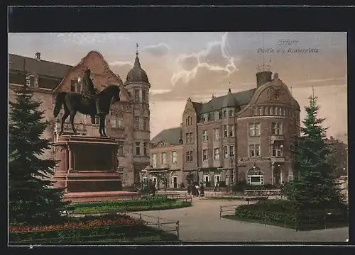 AK Erfurt, Kaiserplatz mit Kaiserdenkmal