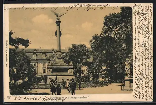 AK Erfurt, Hirschgarten mit Kiregerdenkmal