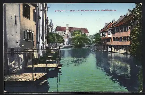 AK Erfurt, Blick auf Schlösserbrücke und Barfüsserkirche