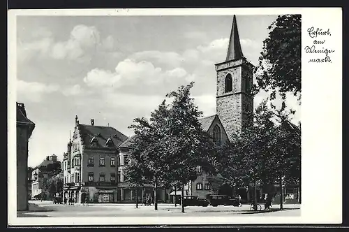 AK Erfurt, Wenigermarkt mit Geschäften und Autos