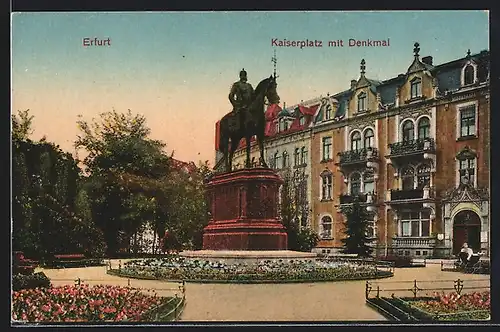 AK Erfurt, Kaiserplatz mit Denkmal
