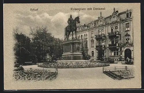 AK Erfurt, Kaiserplatz mit Denkmal