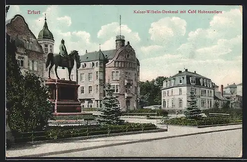 AK Erfurt, Kaiser Wilhelm-Denkmal mit Café Hohenzollern