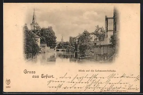 AK Erfurt, Blick auf die Lehmannsbrücke