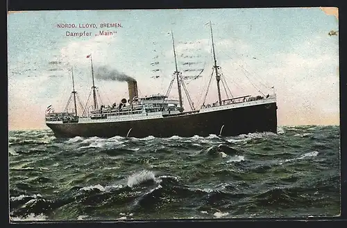 AK Dampfer Main auf hoher See, Nordd. Lloyd Bremen