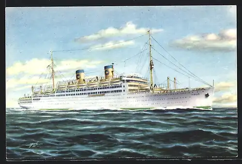 AK Home Lines Passagierschiff MS Italia unterwegs