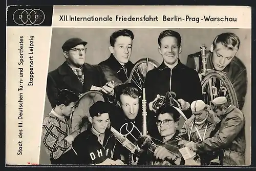 AK XII. Internationale Friedensfahrt 1959, Etappenort Leipzig, Radsportler