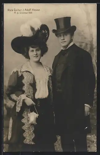 AK Schauspieler Reta Walter und Adolf Hesse, elegant gekleidet