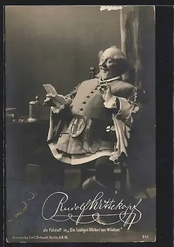 AK Opernsänger Rudolf Hettekopf als Falstaff in Die lustigen Weiber von Windsor