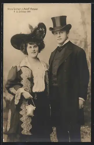AK Schauspieler Reta Walter und Adolf Hesse, elegant gekleidet