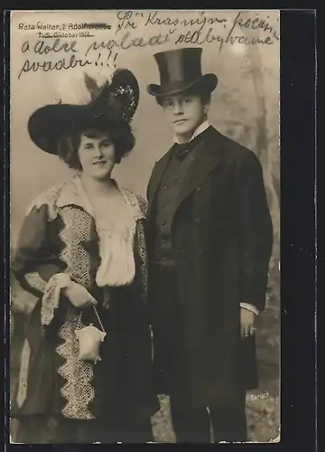 AK Schauspieler Reta Walter und Adolf Hesse, elegant gekleidet