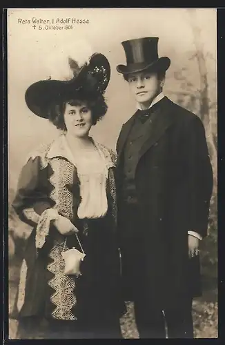 AK Schauspieler Reta Walter und Adolf Hesse, elegant gekleidet