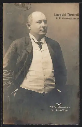 AK Opernsänger Leopold Demutt mit Anzug und Krawatte