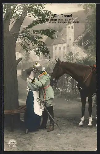 Foto-AK R & K / L Nr. 5714/2: Soldat verabschiedet sich von seiner Liebsten, Die Treue!