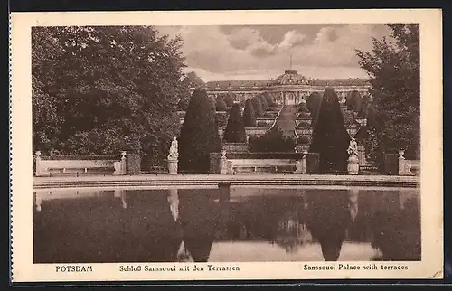 AK Potsdam, Schloss Sanssouci mit den Terrassen