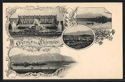 AK Prien, Herreninsel, Fraueninsel, Schloss Herrenchiemsee