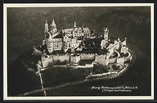 AK Burg Hohenzollern, Fliegeraufnahme