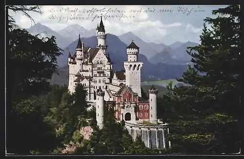 AK Schloss Neuschwanstein und Gipfelpanorama