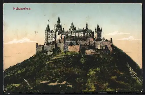 AK Burg Hohenzollern, Blick zur Burg