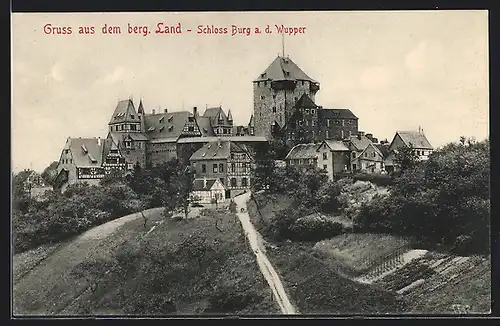 AK Solingen, Blick auf Schloss Burg a.d. Wupper