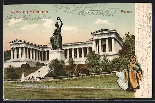 AK München, Bavaria vor der Ruhmeshalle