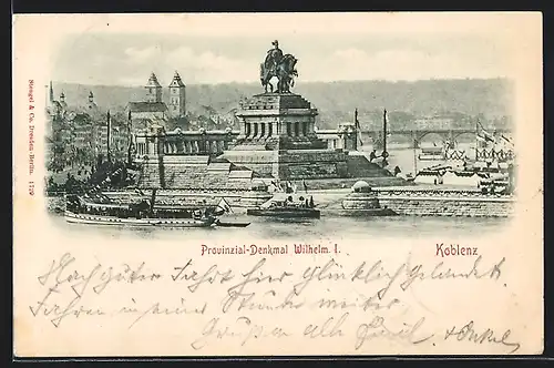 AK Koblenz, Provinzial-Denkmal Wilhelm I. am Deutschen Eck