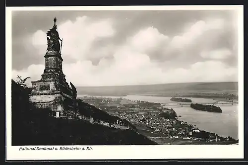 AK National-Denkmal und Rüdesheim