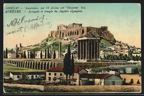 AK Athen, Akropolis und Jupiter-Tempel