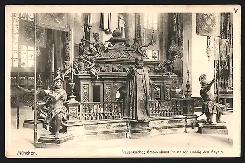 AK München, Grabdenkmal für Kaiser Ludwig den Bayern in der Frauenkirche